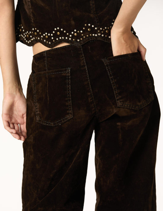 BROWN FLOCK TROUSERS