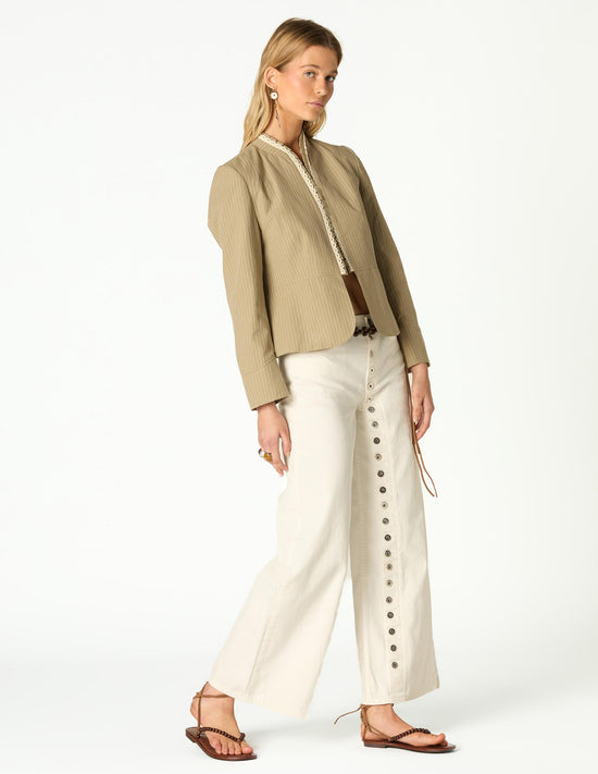 STRIPED LACE KHAKI BLAZER