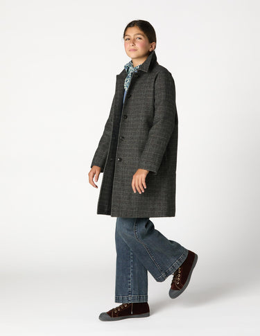 GREY PLAID V-NECK COAT