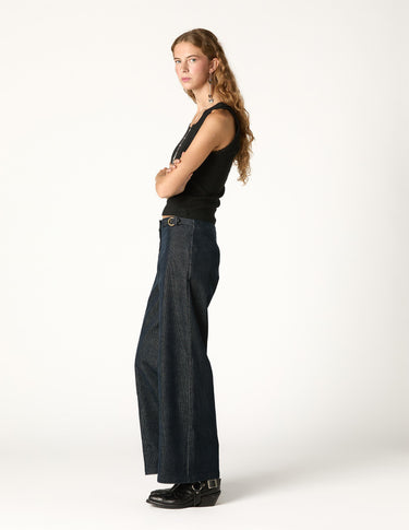 BLUE CORDUROY BUCKLE PANTS