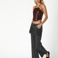 FRINGED ANTHRACITE DENIM PANTS