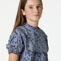 FLORAL PRINT SHIRT WITH BLUE STITCHING