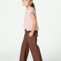 BROWN STRIPED DENIM TROUSERS