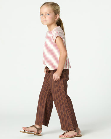 BROWN STRIPED DENIM TROUSERS