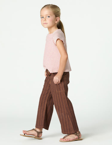 BROWN STRIPED DENIM TROUSERS