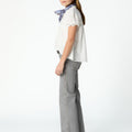 WHITE LACE AND DRAWSTRING SHIRT