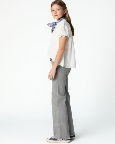 WHITE LACE AND DRAWSTRING SHIRT