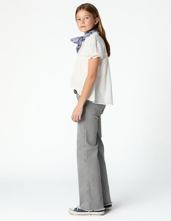 CAMISA ENCAJE Y JARETAS BLANCA