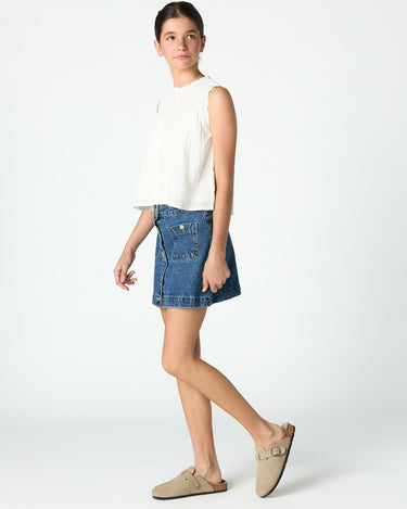 BLUE DENIM BUTTON SKIRT