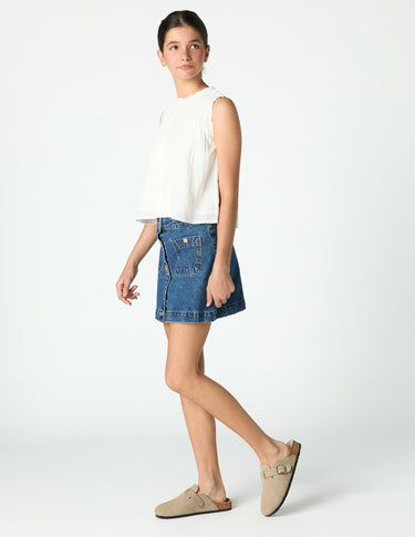 BLUE DENIM BUTTON SKIRT