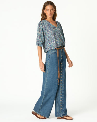 BUTTON-UP BLUE DENIM PANTS