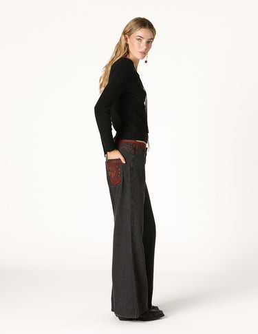 BLACK ETHNIC EMBROIDERED PANTS