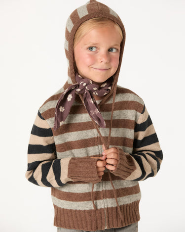 STRIPED KNITTED JACKET BROWN