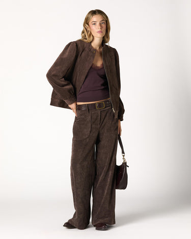 BROWN CORDUROY ROUND POCKET TROUSERS