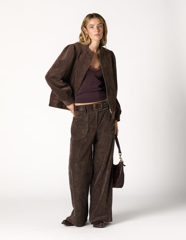 BROWN CORDUROY ROUND POCKET TROUSERS