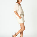 GATHERED PUFF SLEEVE SHIRT WHITE