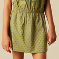 GATHERED DRESS BUTI GREEN LEAF