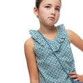 Lotus flower ruffle V-neck shirt green