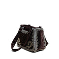 BROWN VELVET BEADED BAG