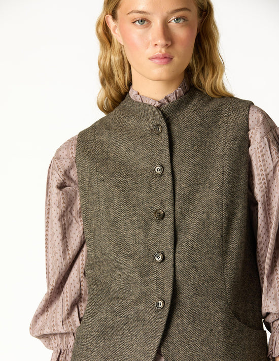 GRAY HERRINGBONE VEST