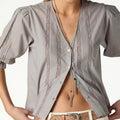 V-NECK LACE SHIRT IRON GREY