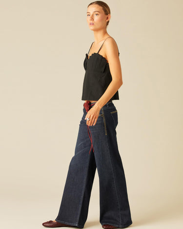 PANTALÓN PESPUNTES CINTURILLA AZUL
