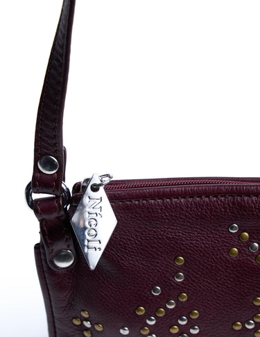BROWN STUDDED CROSSBODY BAG