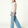 BLUE CROSSED POCKET TROUSERS