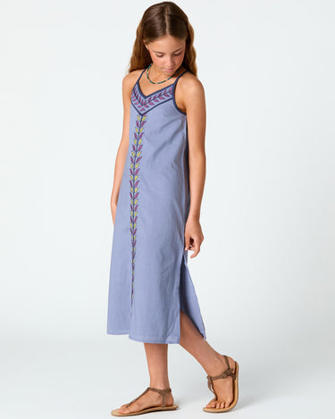 EMBROIDERED LEAVES DRESS