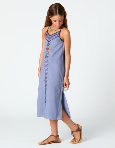 EMBROIDERED LEAVES DRESS