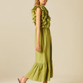 GREEN RUFFLED DRESS