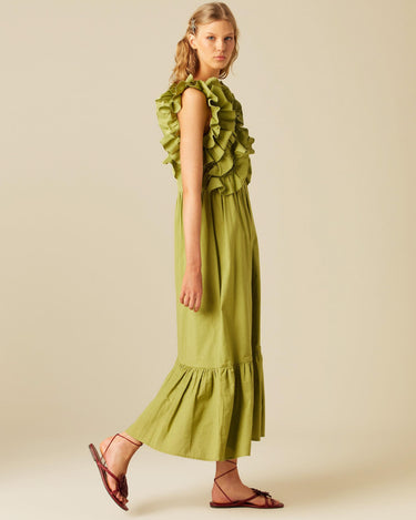 GREEN RUFFLED DRESS