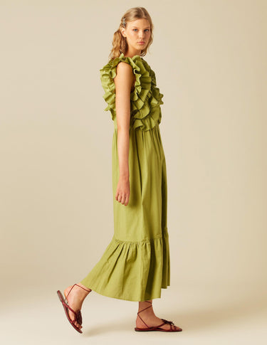 GREEN RUFFLED DRESS
