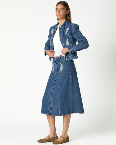 EMBROIDERED DENIM JACKET BLUE