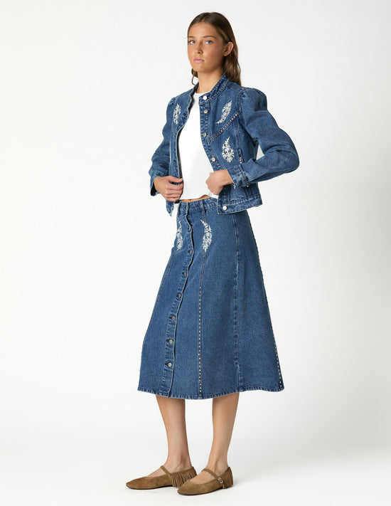 EMBROIDERED DENIM JACKET BLUE