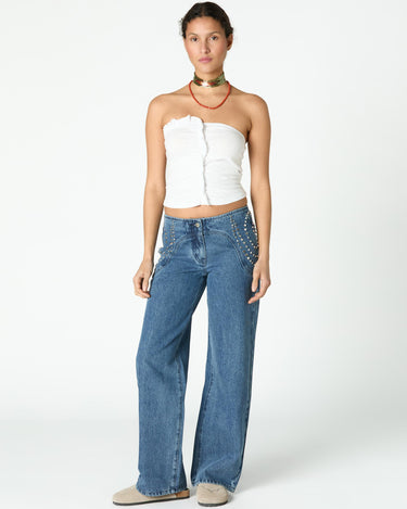 BLUE PAISLEY DENIM JEANS