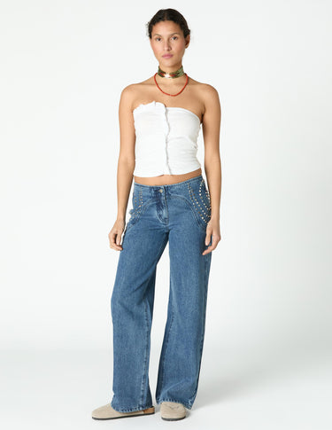 BLUE PAISLEY DENIM JEANS