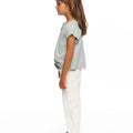 Light green short-sleeved button-up shirt