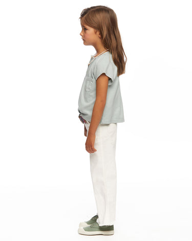Light green short-sleeved button-up shirt