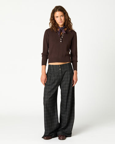 PANTALON PLIEGUE CUADRO ANTRACITA
