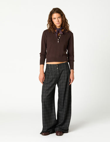 PANTALON PLIEGUE CUADRO ANTRACITA