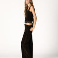 BROWN FLOCK VEST WITH STUDS