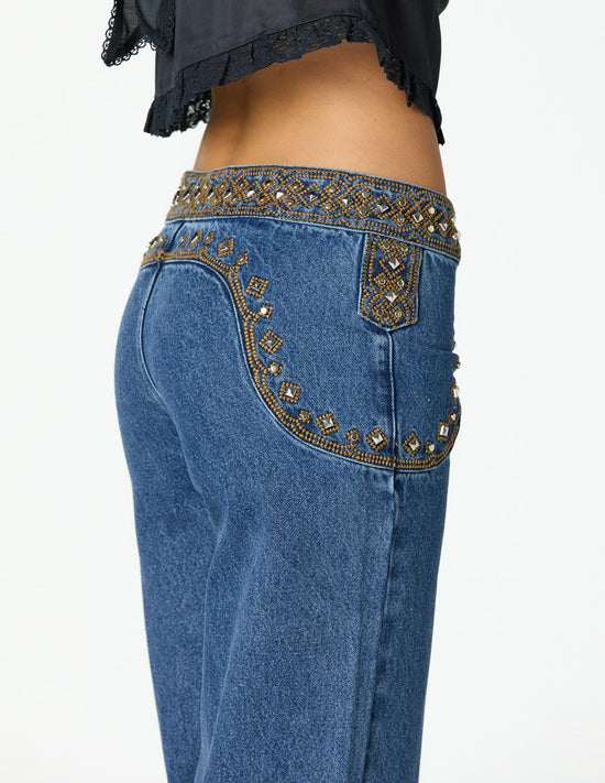 PANTALON CANESU BORDADO BLUE