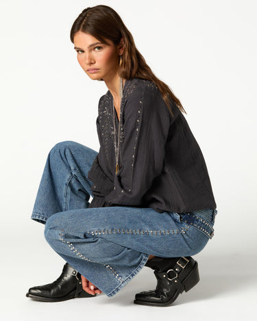 CAMISA ANTRACITA BORDADO BEADS