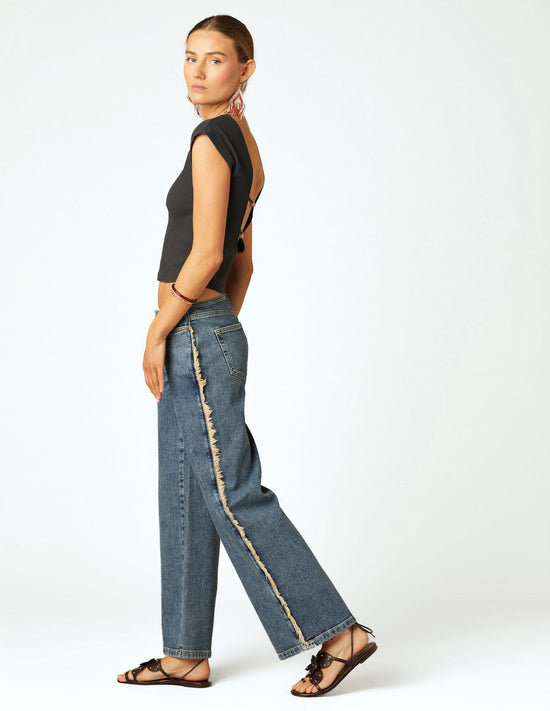 SIDE FRINGE PANTS BLUE