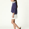 BLUE STRIPED POLO SWEATSHIRT