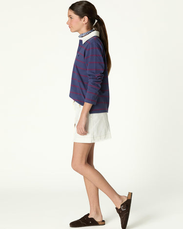 BLUE STRIPED POLO SWEATSHIRT