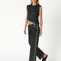 TOP ANTHRACITE RUFFLE
