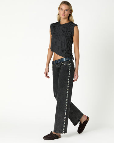 TOP ANTHRACITE RUFFLE