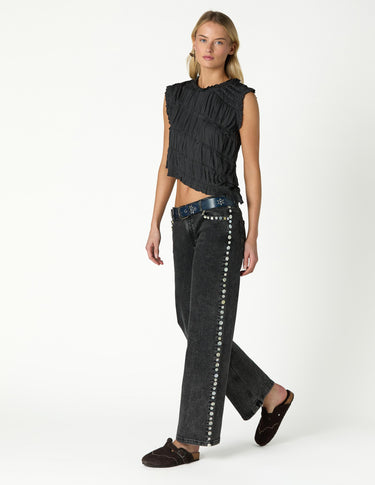 TOP ANTHRACITE RUFFLE